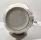 Vintage Blue and Pink Flower Gold Trimmed Embossed White Ceramic Jug Pitcher and Bowl