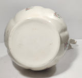 Vintage Blue and Pink Flower Gold Trimmed Embossed White Ceramic Jug Pitcher and Bowl