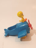 1989 McDonald's Warner Bros. Looney Tunes Tweety Bird Airplane Blue Plastic Toy