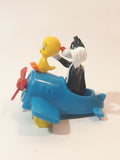 1989 McDonald's Warner Bros. Looney Tunes Tweety Bird and Sylvester The Cat Airplane Blue Plastic Toy