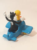 1989 McDonald's Warner Bros. Looney Tunes Tweety Bird and Sylvester The Cat Airplane Blue Plastic Toy