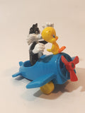 1989 McDonald's Warner Bros. Looney Tunes Tweety Bird and Sylvester The Cat Airplane Blue Plastic Toy