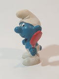 Vintage Peyo Smurfs Vanity Smurf Holding Mirror 2" PVC Toy Figure Made in W. Germany