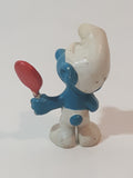 Vintage Peyo Smurfs Vanity Smurf Holding Mirror 2" PVC Toy Figure Made in W. Germany