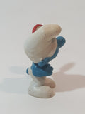 Vintage Peyo Smurfs Vanity Smurf Holding Mirror 2" PVC Toy Figure Made in W. Germany