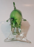 Art Glass Clear and Green 5 3/4" Long Dolphin Sculpture Ornament