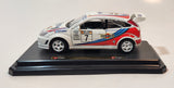 Burago 1999 Ford Focus Rally Martini White 1/24 Scale Die Cast Toy Car Vehicle on Stand