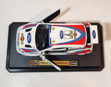 Burago 1999 Ford Focus Rally Martini White 1/24 Scale Die Cast Toy Car Vehicle on Stand