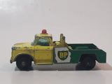Vintage 1965 Lesney Matchbox Series No. 13 Dodge Wreck Truck BP British Petroleum Tow Truck Green Yellow Die Cast Toy Car Vehicle