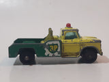 Vintage 1965 Lesney Matchbox Series No. 13 Dodge Wreck Truck BP British Petroleum Tow Truck Green Yellow Die Cast Toy Car Vehicle