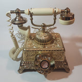 Vintage Radio Shack Ornate Footed Victorian French Baroque Brass Toned Heavy Metal Rotary Telephone