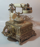 Vintage Radio Shack Ornate Footed Victorian French Baroque Brass Toned Heavy Metal Rotary Telephone