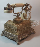Vintage Radio Shack Ornate Footed Victorian French Baroque Brass Toned Heavy Metal Rotary Telephone