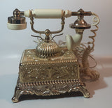 Vintage Radio Shack Ornate Footed Victorian French Baroque Brass Toned Heavy Metal Rotary Telephone