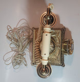 Vintage Radio Shack Ornate Footed Victorian French Baroque Brass Toned Heavy Metal Rotary Telephone