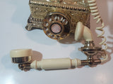Vintage Radio Shack Ornate Footed Victorian French Baroque Brass Toned Heavy Metal Rotary Telephone