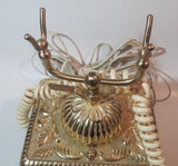 Vintage Radio Shack Ornate Footed Victorian French Baroque Brass Toned Heavy Metal Rotary Telephone