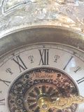 Vintage 1950s Walter Ornate 8 1/2" Tall Heavy Brass Style Metal Mantle Clock West Germany