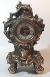 Vintage 1950s Walter Ornate 8 1/2" Tall Heavy Brass Style Metal Mantle Clock West Germany