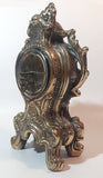 Vintage 1950s Walter Ornate 8 1/2" Tall Heavy Brass Style Metal Mantle Clock West Germany