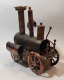 Vintage Steam Train Locomotive 8" Long Musical Box Copper Look Metal Art Sculpture