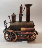 Vintage Steam Train Locomotive 8" Long Musical Box Copper Look Metal Art Sculpture
