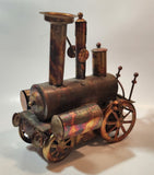 Vintage Steam Train Locomotive 8" Long Musical Box Copper Look Metal Art Sculpture