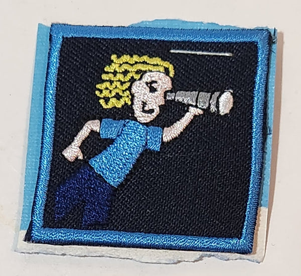 Girl with Telescope 1 3/4" x 1 3/4" Embroidered Fabric Patch Badge