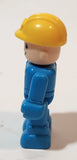 Construction Worker in Blue with Yellow Hard Hat 2 3/4" Tall Toy Figure