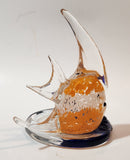 Partylite Art Glass Clear Orange and White Tropical Fish and Blue Water 5 1/4" Tall Tealight Candle Holder