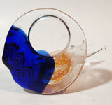 Partylite Art Glass Clear Orange and White Tropical Fish and Blue Water 5 1/4" Tall Tealight Candle Holder