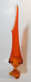 Vintage Viking Mid Century Modern Orange Red Fire 17" Tall Swung Art Glass Bud Vase