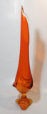Vintage Viking Mid Century Modern Orange Red Fire 17" Tall Swung Art Glass Bud Vase