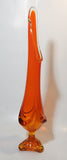 Vintage Viking Mid Century Modern Orange Red Fire 17" Tall Swung Art Glass Bud Vase