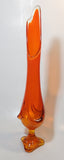 Vintage Viking Mid Century Modern Orange Red Fire 17" Tall Swung Art Glass Bud Vase