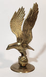 Vintage Mid Century Eagle In Flight 8" Tall Heavy Brass Sculpture