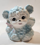 Vintage 1960s DLG DW Floral Line 159 Japan Blue and White Anthropomorphic Teddy Bear Shaped 5 1/4" Tall Ceramic Planter