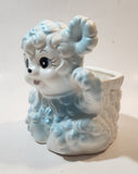 Vintage 1960s DLG DW Floral Line 159 Japan Blue and White Anthropomorphic Teddy Bear Shaped 5 1/4" Tall Ceramic Planter