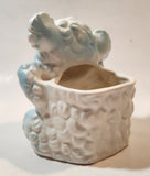 Vintage 1960s DLG DW Floral Line 159 Japan Blue and White Anthropomorphic Teddy Bear Shaped 5 1/4" Tall Ceramic Planter