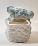 Vintage 1960s DLG DW Floral Line 159 Japan Blue and White Anthropomorphic Teddy Bear Shaped 5 1/4" Tall Ceramic Planter