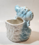 Vintage 1960s DLG DW Floral Line 159 Japan Blue and White Anthropomorphic Teddy Bear Shaped 5 1/4" Tall Ceramic Planter