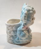 Vintage 1960s DLG DW Floral Line 159 Japan Blue and White Anthropomorphic Teddy Bear Shaped 5 1/4" Tall Ceramic Planter
