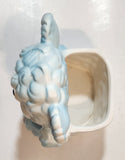 Vintage 1960s DLG DW Floral Line 159 Japan Blue and White Anthropomorphic Teddy Bear Shaped 5 1/4" Tall Ceramic Planter