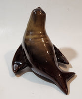 Vintage Grand River Pottery Fergus Canada Ceramic Brown Swirl Seal Figurine