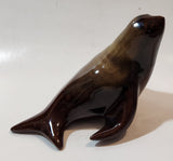 Vintage Grand River Pottery Fergus Canada Ceramic Brown Swirl Seal Figurine