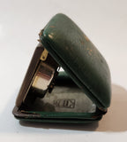 Vintage 1950s Junghans 7 Jewels Shock Proof Alligator Texture Green Leather Cased Wind Up Travel Alarm Clock Made in Germany