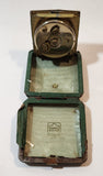 Vintage 1950s Junghans 7 Jewels Shock Proof Alligator Texture Green Leather Cased Wind Up Travel Alarm Clock Made in Germany