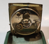 Vintage 1950s Junghans 7 Jewels Shock Proof Alligator Texture Green Leather Cased Wind Up Travel Alarm Clock Made in Germany