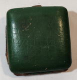 Vintage 1950s Junghans 7 Jewels Shock Proof Alligator Texture Green Leather Cased Wind Up Travel Alarm Clock Made in Germany