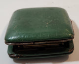 Vintage 1950s Junghans 7 Jewels Shock Proof Alligator Texture Green Leather Cased Wind Up Travel Alarm Clock Made in Germany